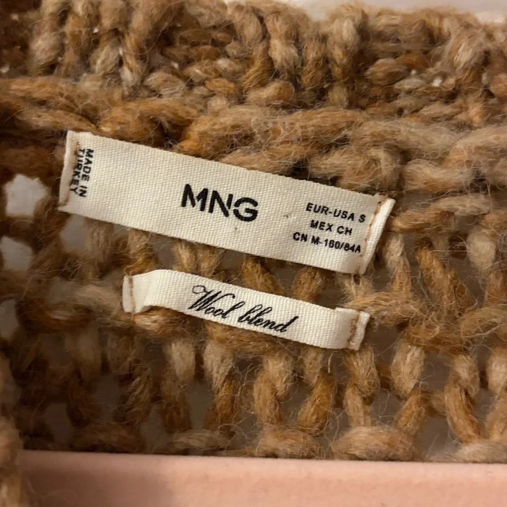 Mango MNG Chunky Knit Wool Blend Knit Sweater in Tan